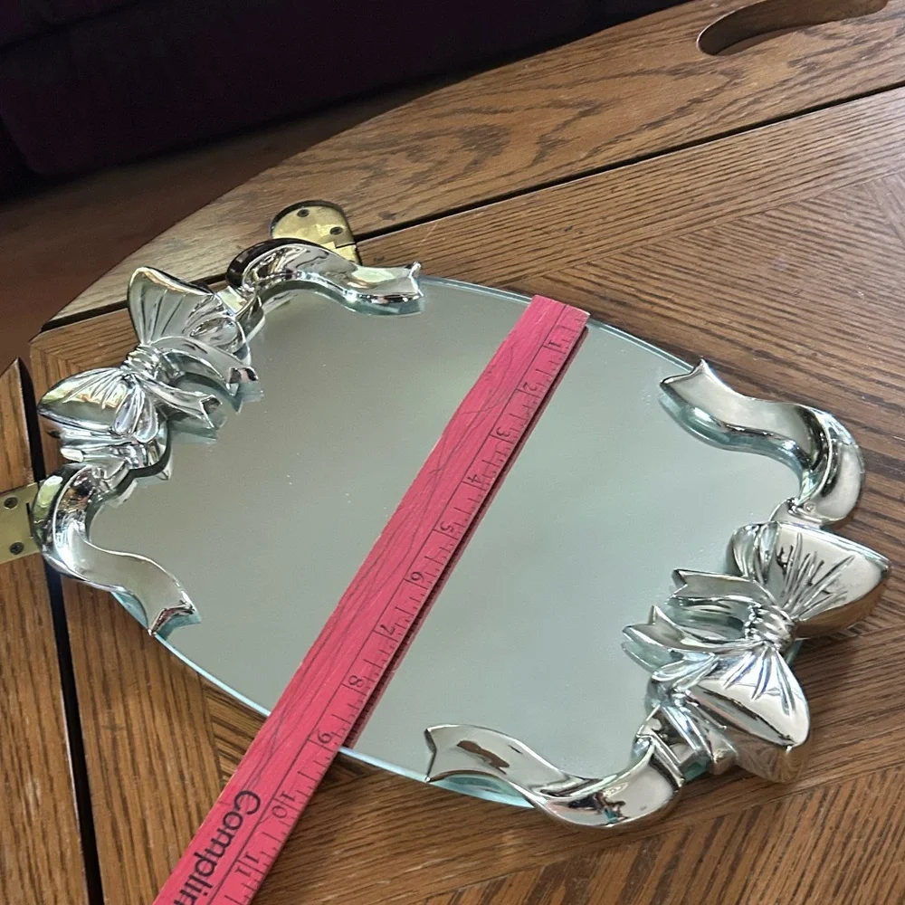 Vintage Silver Bow Vanity Mirror